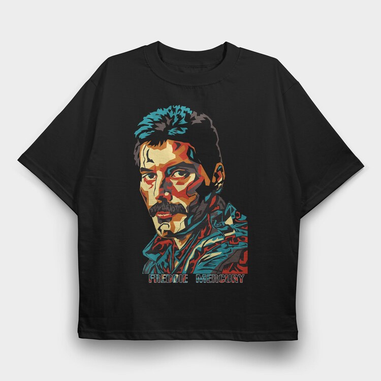 FREDDIE MERCURy Face Art, Tricou Oversize Barbati (Unisex)