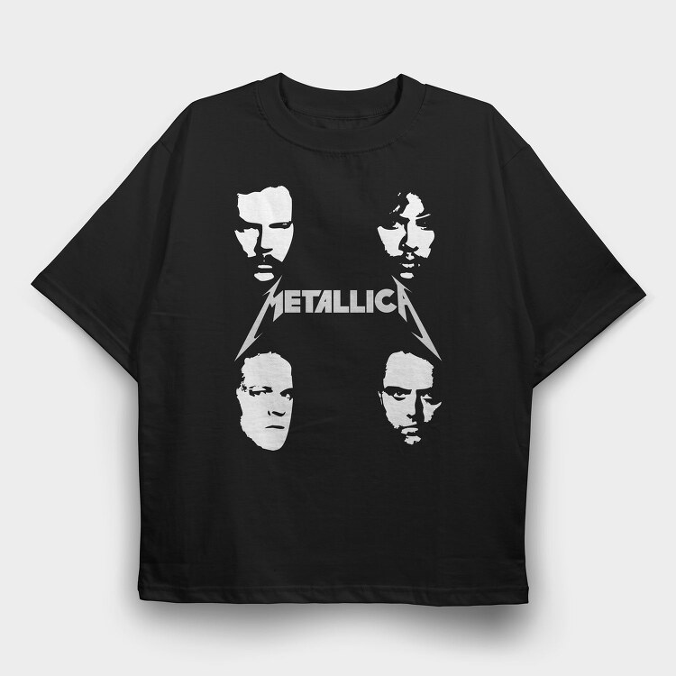 METALLICA Faces, Tricou Oversize Barbati (Unisex)