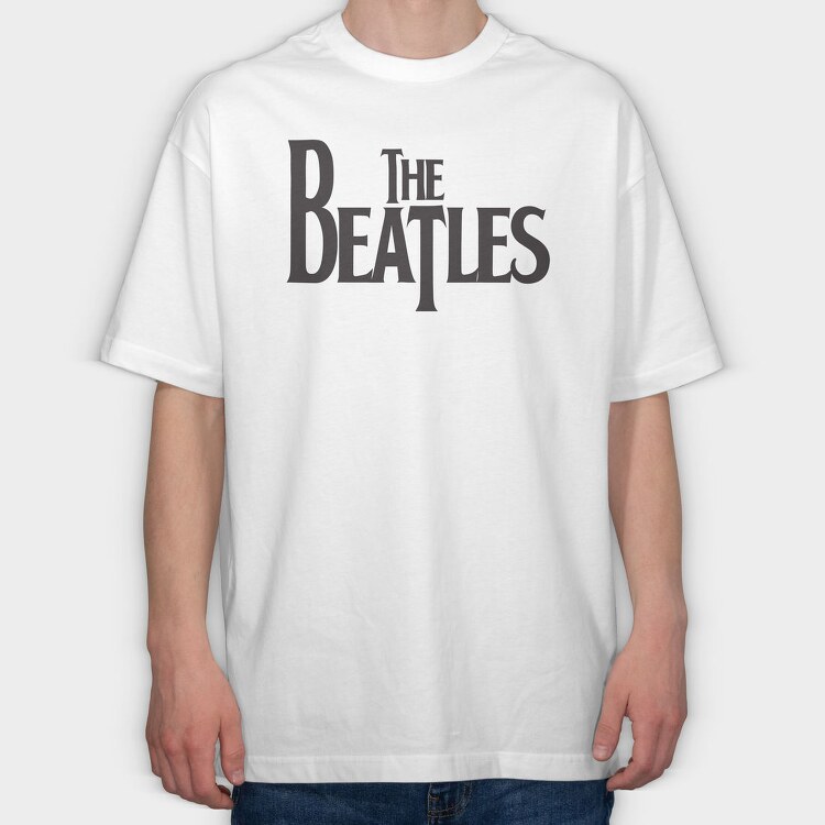THE BEATLES Logo Name Art, Tricou Oversize Barbati (Unisex)