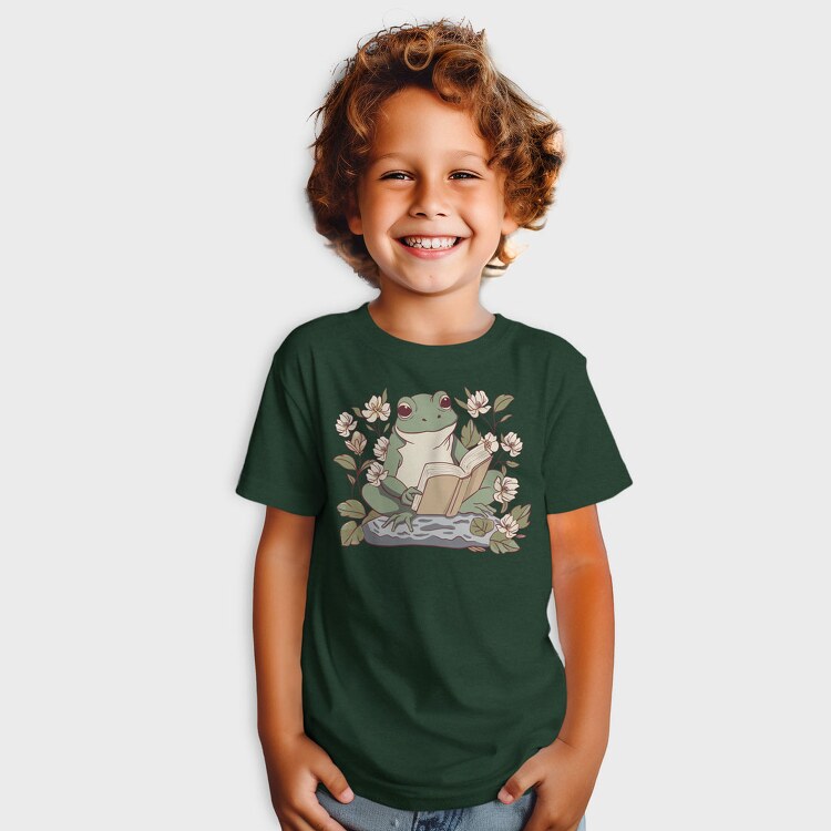 Frog Reading Cottagecore, Tricou Copii