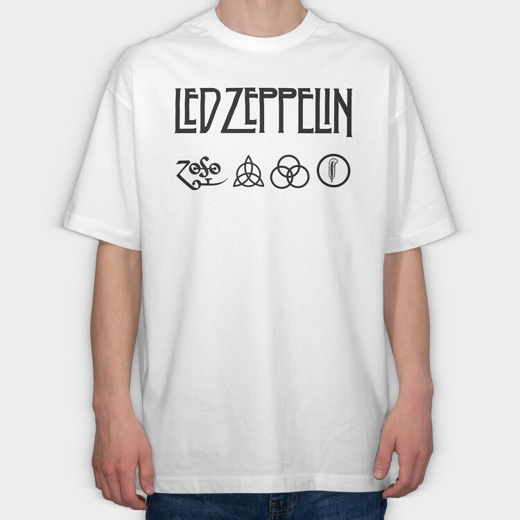 LED ZEPPELIN Logo Art, Tricou Oversize Barbati (Unisex)