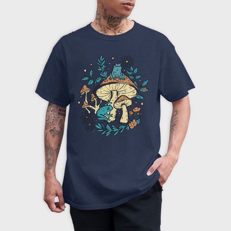 Cottagecore Moshrooms Frogs, Tricou Barbati (Unisex)