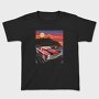 Coastal Vintage Car Cruise Red Sunset Sailboats, Tricou Copii