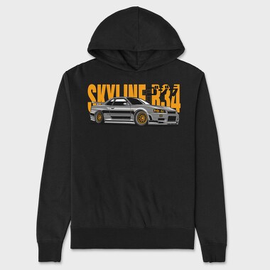 Nissan Skyline Gtr R34 Jdm Fast Mod, Hanorac Oversize Barbati (Unisex)