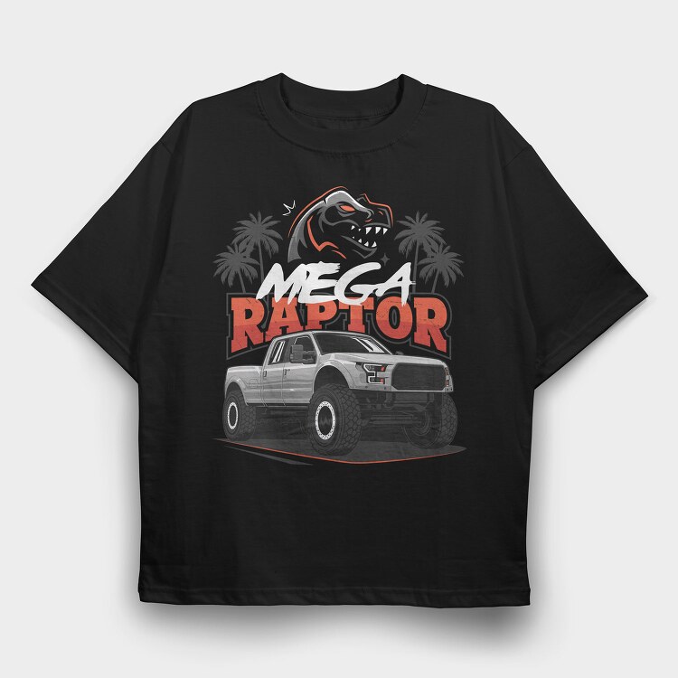 Raptor Truck Palm Ocean Sunset, Tricou Oversize Barbati (Unisex)