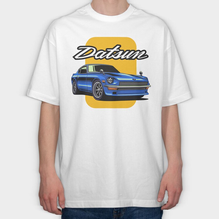 Datsun Blue Car Art, Tricou Oversize Barbati (Unisex)