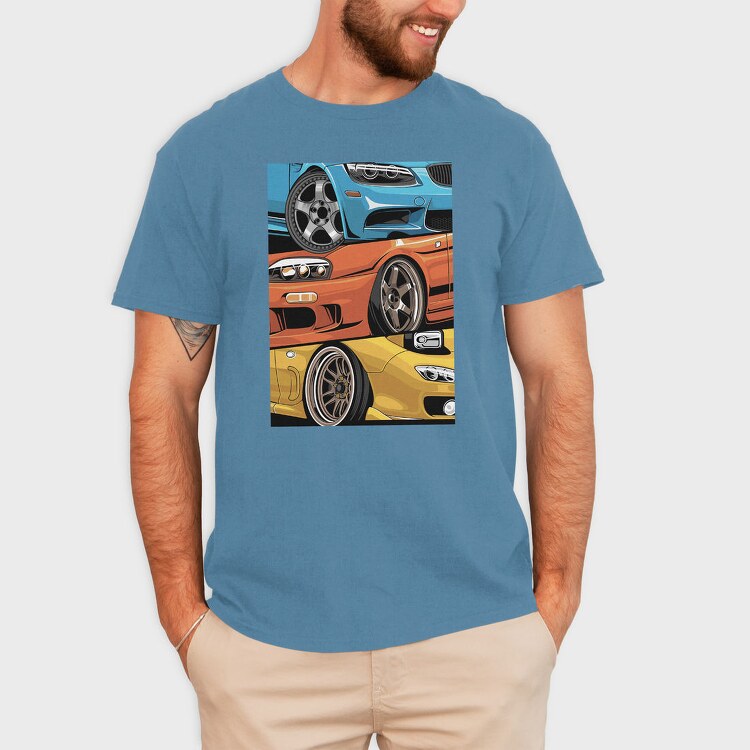 Sports Cars Stance Red Blue Orange, Tricou Barbati (Unisex)