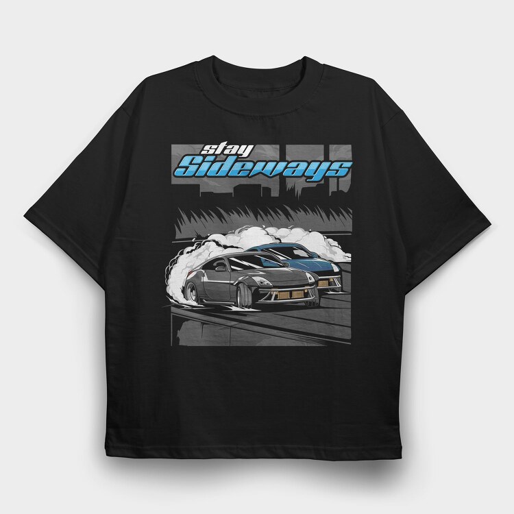 Sideways Drift Car Smoke, Tricou Oversize Barbati (Unisex)