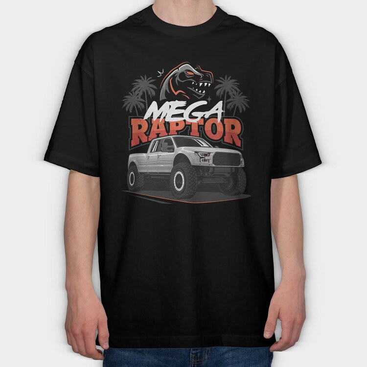Raptor Truck Palm Ocean Sunset, Tricou Oversize Barbati (Unisex)
