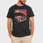 Coastal Vintage Car Cruise Red Sunset Sailboats, Tricou Barbati (Unisex)