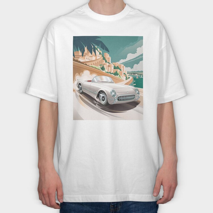 Coastal Vintage Car Cruise, Tricou Oversize Barbati (Unisex)