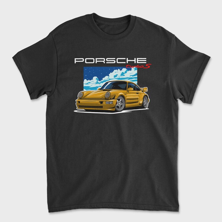 Yellow Porsche Turbo S Night Sky, Tricou Barbati (Unisex)