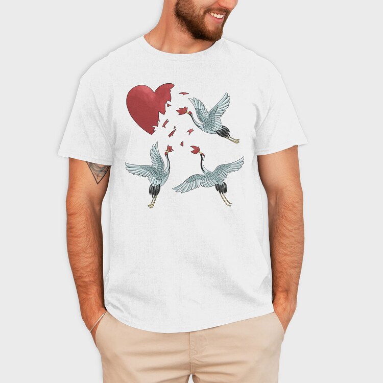 Crane Broken Heart, Tricou Barbati (Unisex)