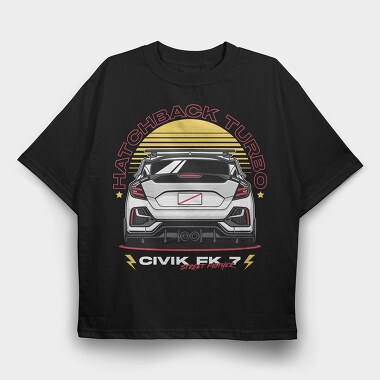 Hatchback Turbo Street Fighter, Tricou Oversize Barbati (Unisex)