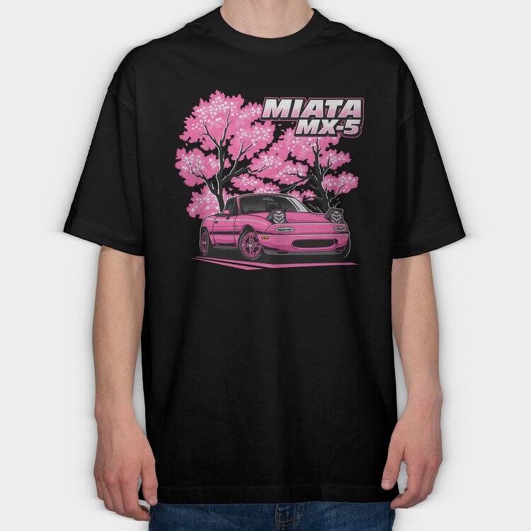 Miata Cherry Blossom, Tricou Oversize Barbati (Unisex)