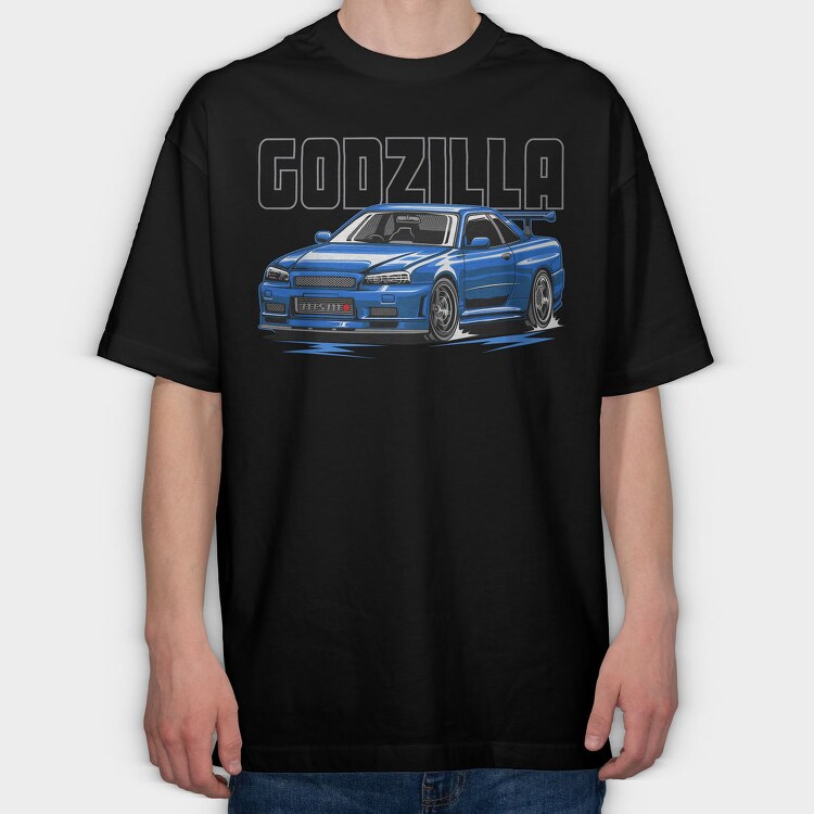 Godzilla Nismo R34, Tricou Oversize Barbati (Unisex)