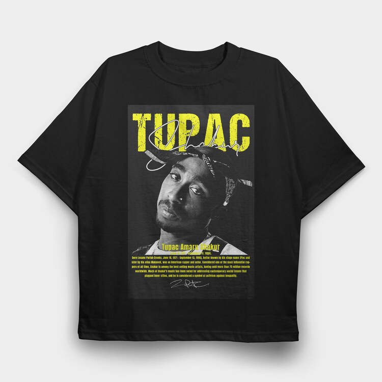 Tupac Yellow Tribute, Tricou Oversize Barbati (Unisex)
