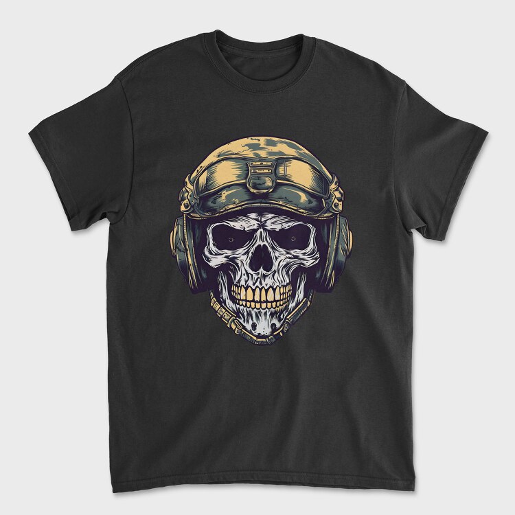 Skull Military Helmet, Tricou Barbati (Unisex)