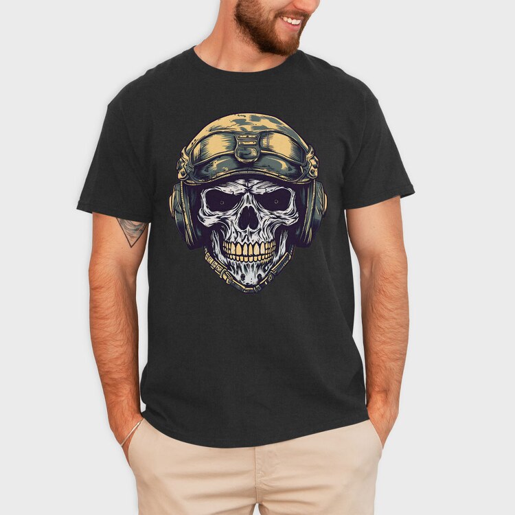 Skull Military Helmet, Tricou Barbati (Unisex)
