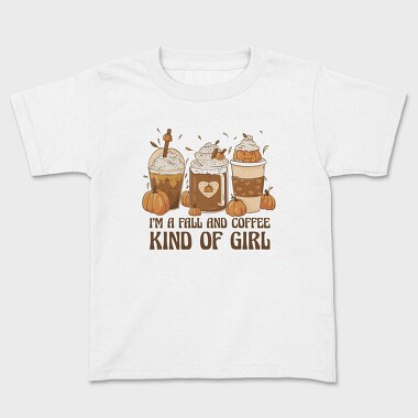 Autumn Coffee Drinks Fall And Girl, Tricou Copii