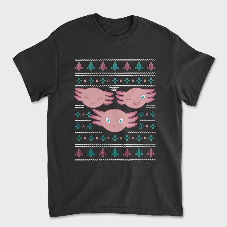Axolotl Christmas Sweater Ugly, Tricou Barbati (Unisex)