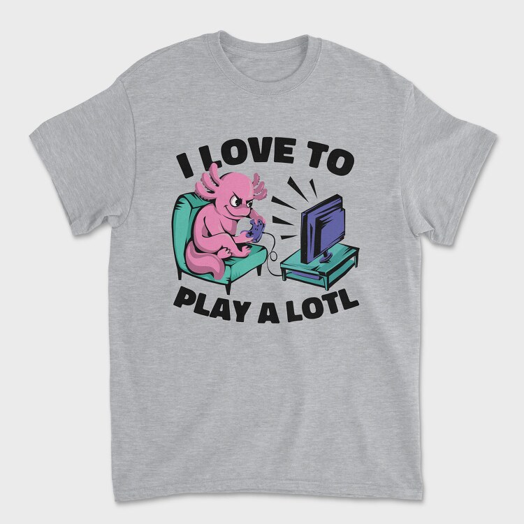 Axolotl Playing Video Games Gamer Couch Tv, Tricou Barbati (Unisex)