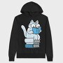 Cat Sitting On Books And Reading, Hanorac Oversize Barbati (Unisex)
