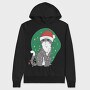 Cat With Fairy Lights Christmas, Hanorac Oversize Barbati (Unisex)
