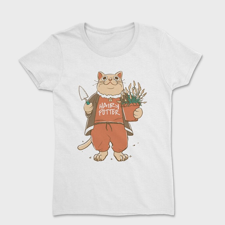 Cat With Plant Pottery, Tricou Femei