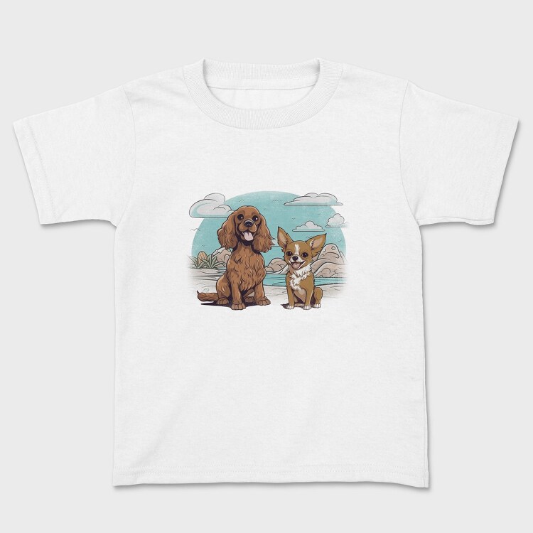 Chihuahua And Cocker Dogs Beach, Tricou Copii