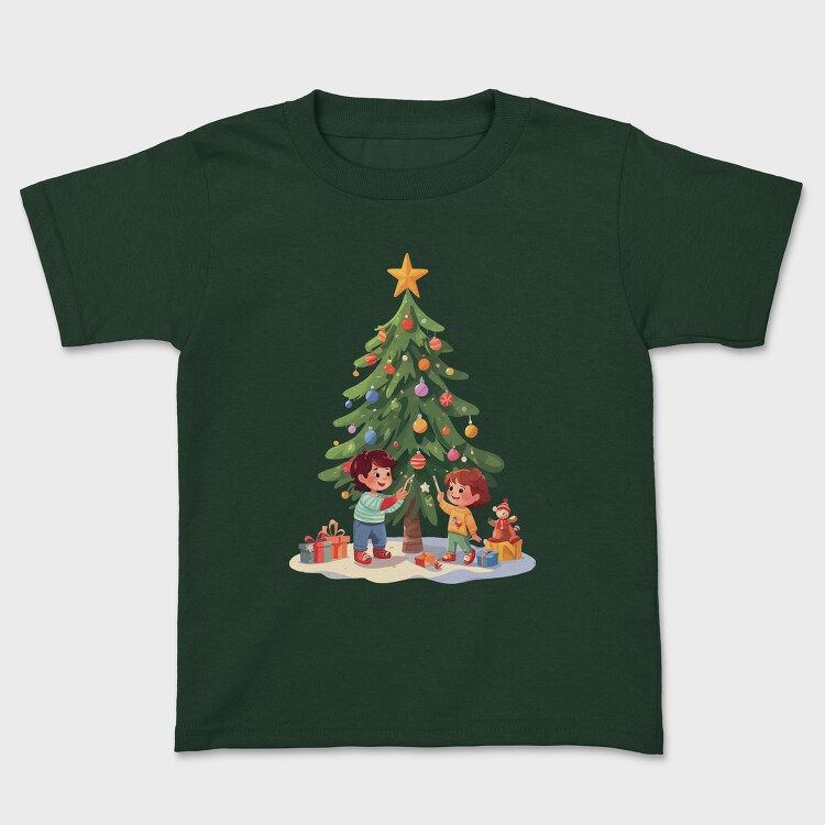 Children Decorating Tree Kids Christmas, Tricou Copii