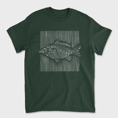 3D Lines Carp Fish White Lines, Tricou Barbati (Unisex)
