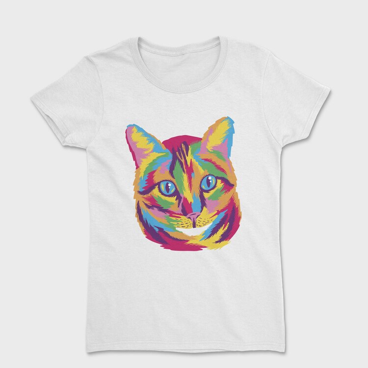 Colorful Cat Face Full Color, Tricou Femei