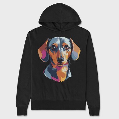 Colorful Dachshund Portrait, Hanorac Oversize Barbati (Unisex)