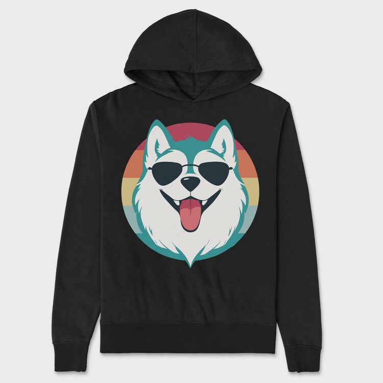 Cool Husky With Sunglasses Face, Hanorac Oversize Barbati (Unisex)