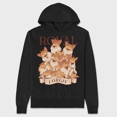 Corgi Dogs With Crowns Royal, Hanorac Oversize Barbati (Unisex)