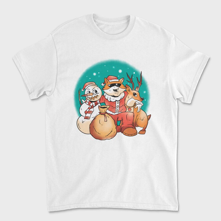 Christmas Fox Santa Xmas, Tricou Barbati (Unisex)