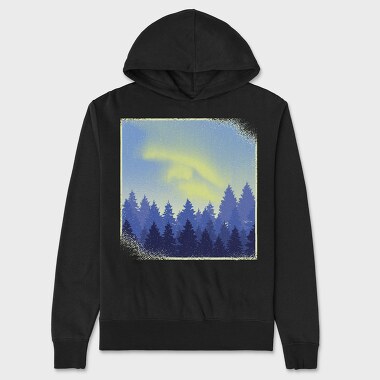 Aurora Borealis Landscape Winter Forests, Hanorac Oversize Barbati (Unisex)
