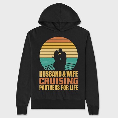 Couple In Love Sailing Retro Cruising Quote, Hanorac Oversize Barbati (Unisex)
