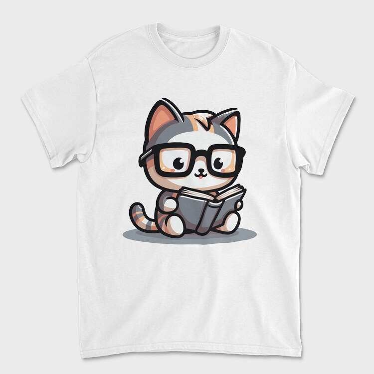 Clever Cat Reading, Tricou Barbati (Unisex)