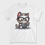 Clever Cat Reading, Tricou Barbati (Unisex)