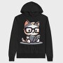 Clever Cat Reading, Hanorac Oversize Barbati (Unisex)