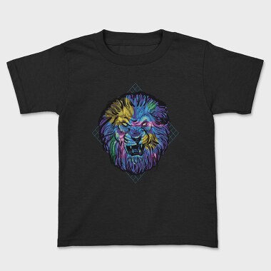 Colorful Angry Lion Vaporwave, Tricou Copii