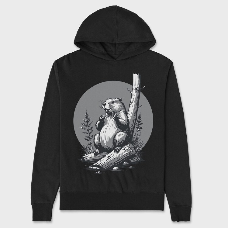 Contemplative Beaver, Hanorac Oversize Barbati (Unisex)