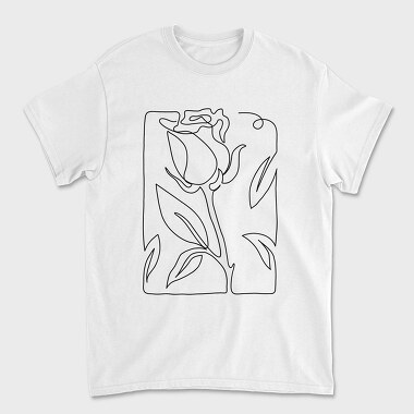 Continuous Line Rose, Tricou Barbati (Unisex)