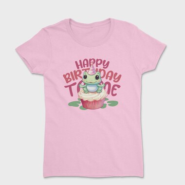Cute Frog On Cupcake Birthday Mug, Tricou Femei