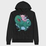 Axolotl Riding Dinosaur Trex, Hanorac Oversize Barbati (Unisex)
