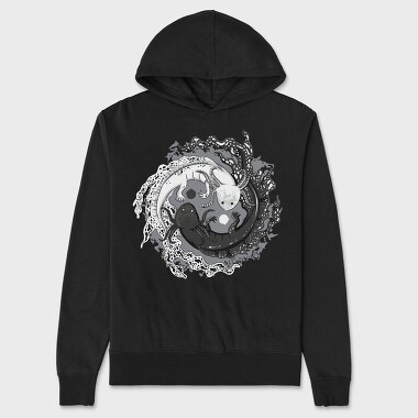 Axolotl Yin Yang Balance, Hanorac Oversize Barbati (Unisex)
