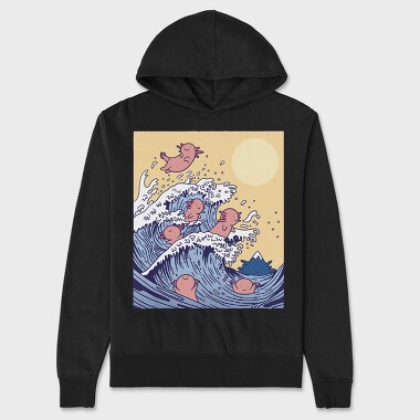 Axolotls In Wave, Hanorac Oversize Barbati (Unisex)