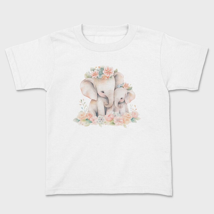 Baby Elephants With Flowers Two, Tricou Copii